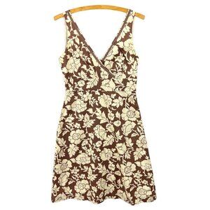 Boden Floral Midi A-Line Cotton Dress Tan / Brown Size US 10